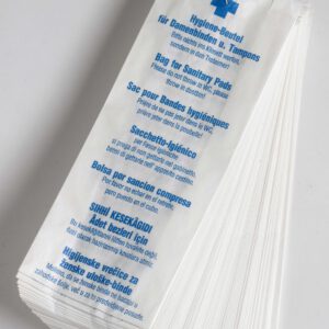 Hygienebeutel aus Papier – 28x12 cm – Weiß – Bedruckt