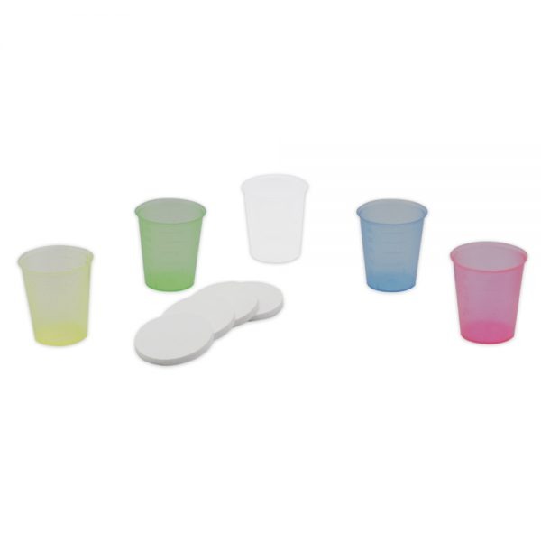 Einmal Medizinbecher 30ml mit mm-Einteilung transparent
