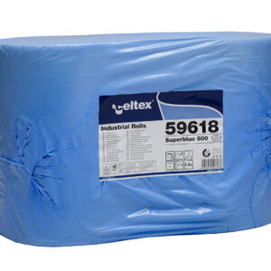 Putzrolle 3-lagig, 180m Zellstoff, blau, 500 Blatt, perforiert