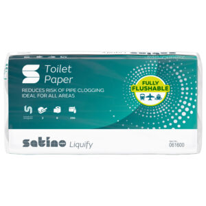 Satino Liquify Topa Toilettenpapier 2-lagig, Recycling, 250 Blatt – schnelles Auflösen, ideal für empfindliche Abwassersysteme