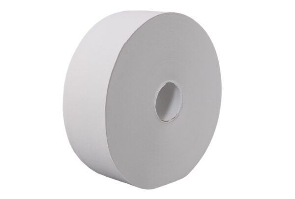 Toilettenpapier Jumbo, 2-lagig, 65% Recyclingpapier, 300 m pro Rolle, Ø 26 cm – unperforiert, für öffentliche Einrichtungen und Gastronomie.